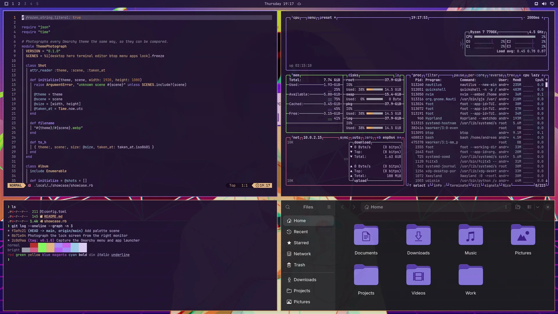 01: Neovim, terminal, btop and Files