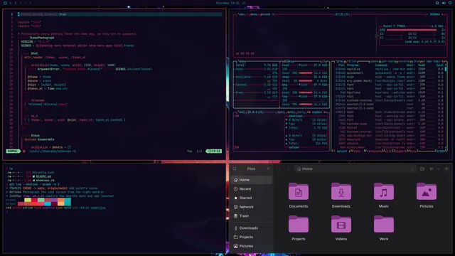 Aetheria: Neovim, terminal, btop and Files