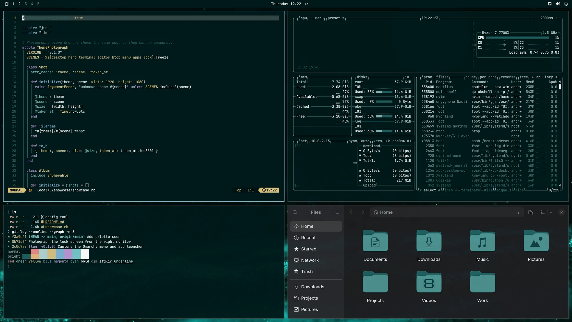 Agentuity.theme: Neovim, terminal, btop and Files