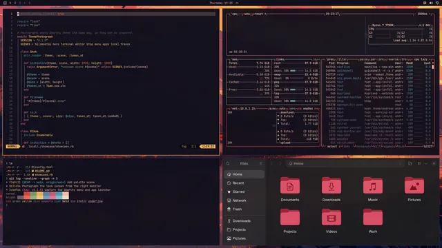 Akane: Neovim, terminal, btop and Files