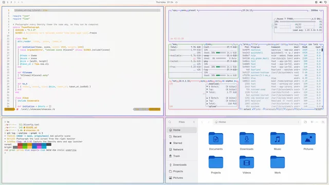 Alabaster: Neovim, terminal, btop and Files