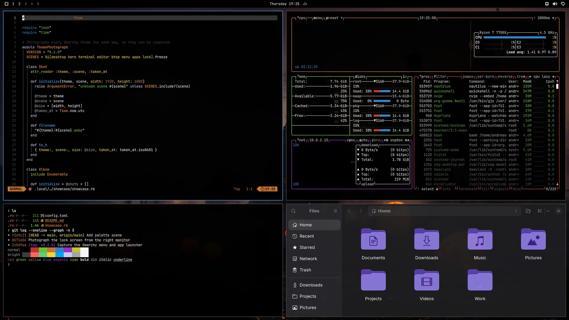 All Hallow's Eve: Neovim, terminal, btop and Files