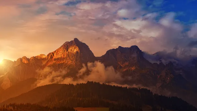 Alpenglow wallpaper: golden ridge