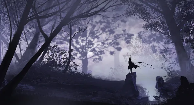 Amethyst wallpaper: dark forest silhouette