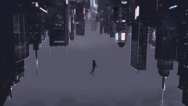 Amethyst wallpaper: upside down neon city