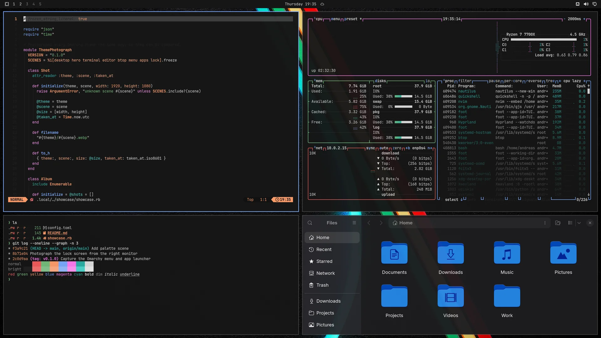 Arc Raiders: Neovim, terminal, btop and Files