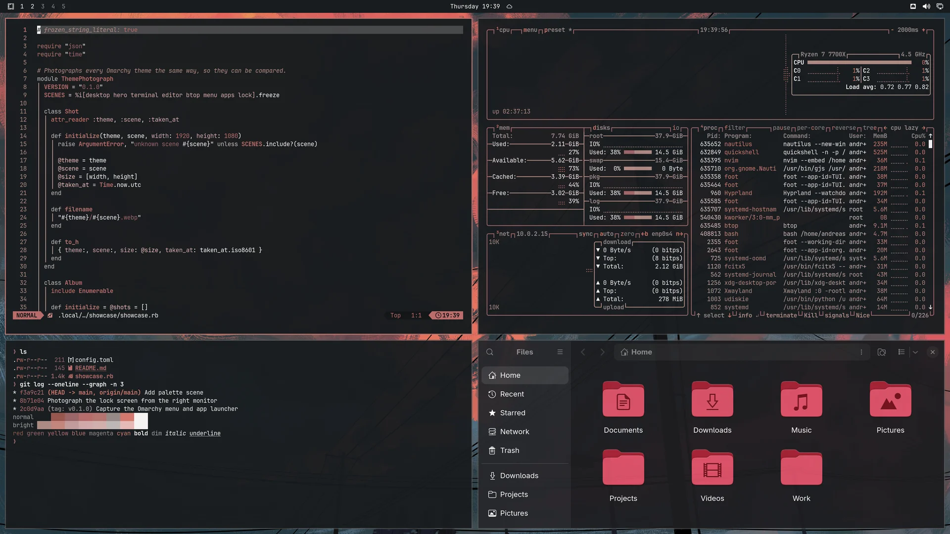 Artzen: Neovim, terminal, btop and Files