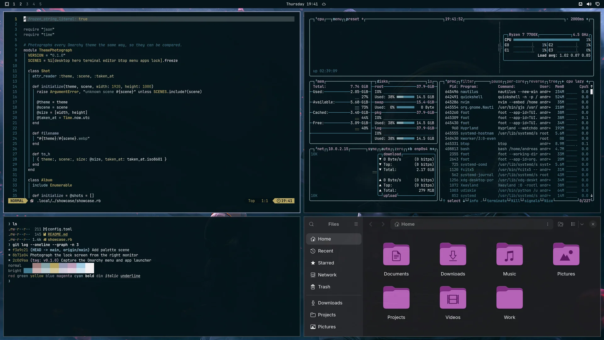 Astrochy: Neovim, terminal, btop and Files