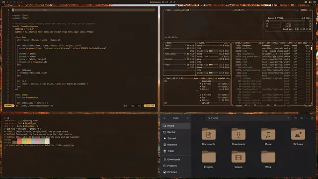 Autumn: Neovim, terminal, btop and Files