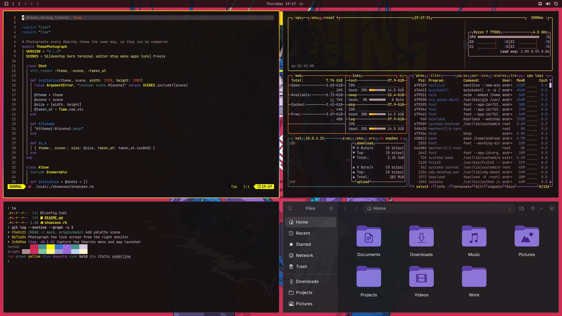 Awakening: Neovim, terminal, btop and Files