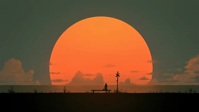 Ayu Mirage wallpaper: sunset scenery minimalist