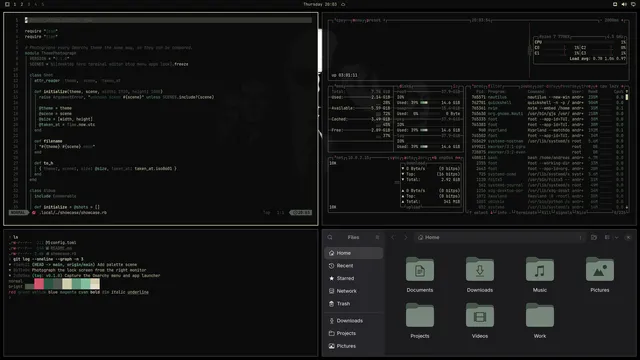 Blackmoney: Neovim, terminal, btop and Files