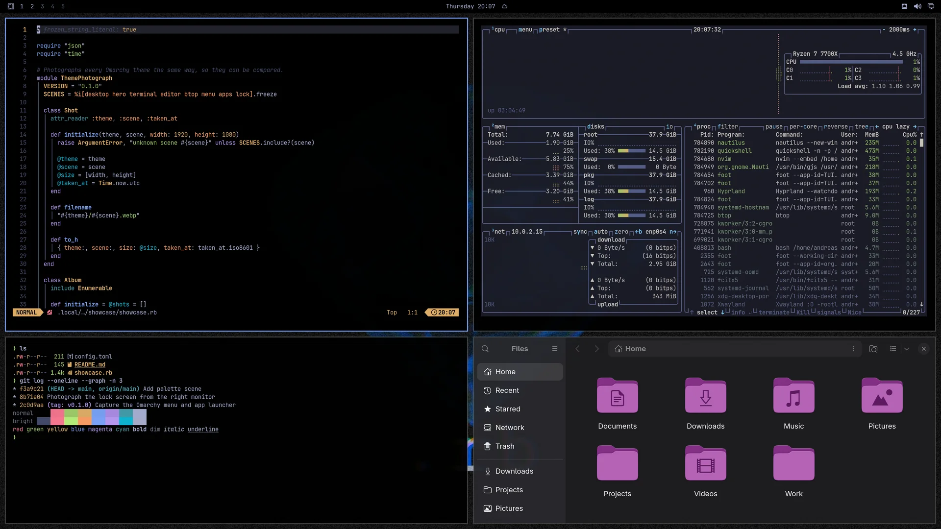 Boring: Neovim, terminal, btop and Files