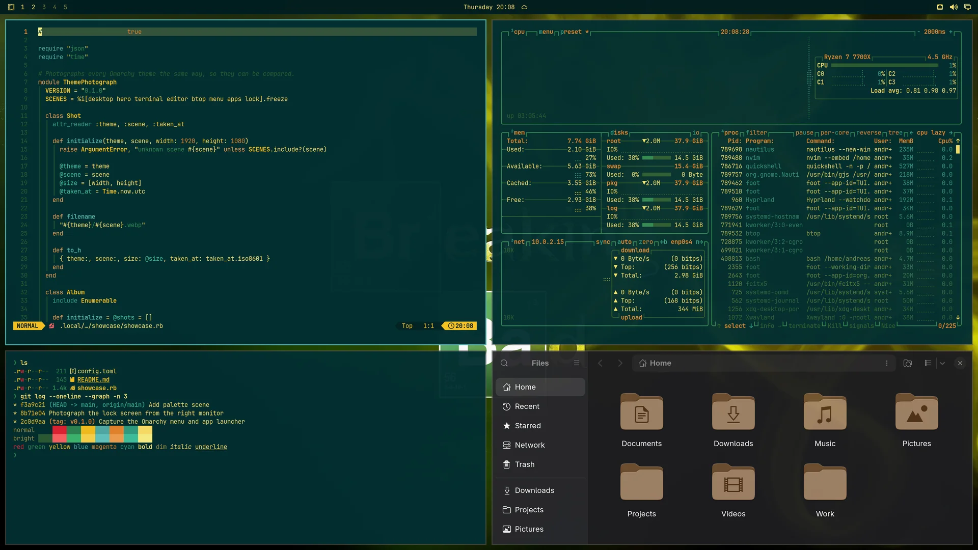 Breaking Bad: Neovim, terminal, btop and Files