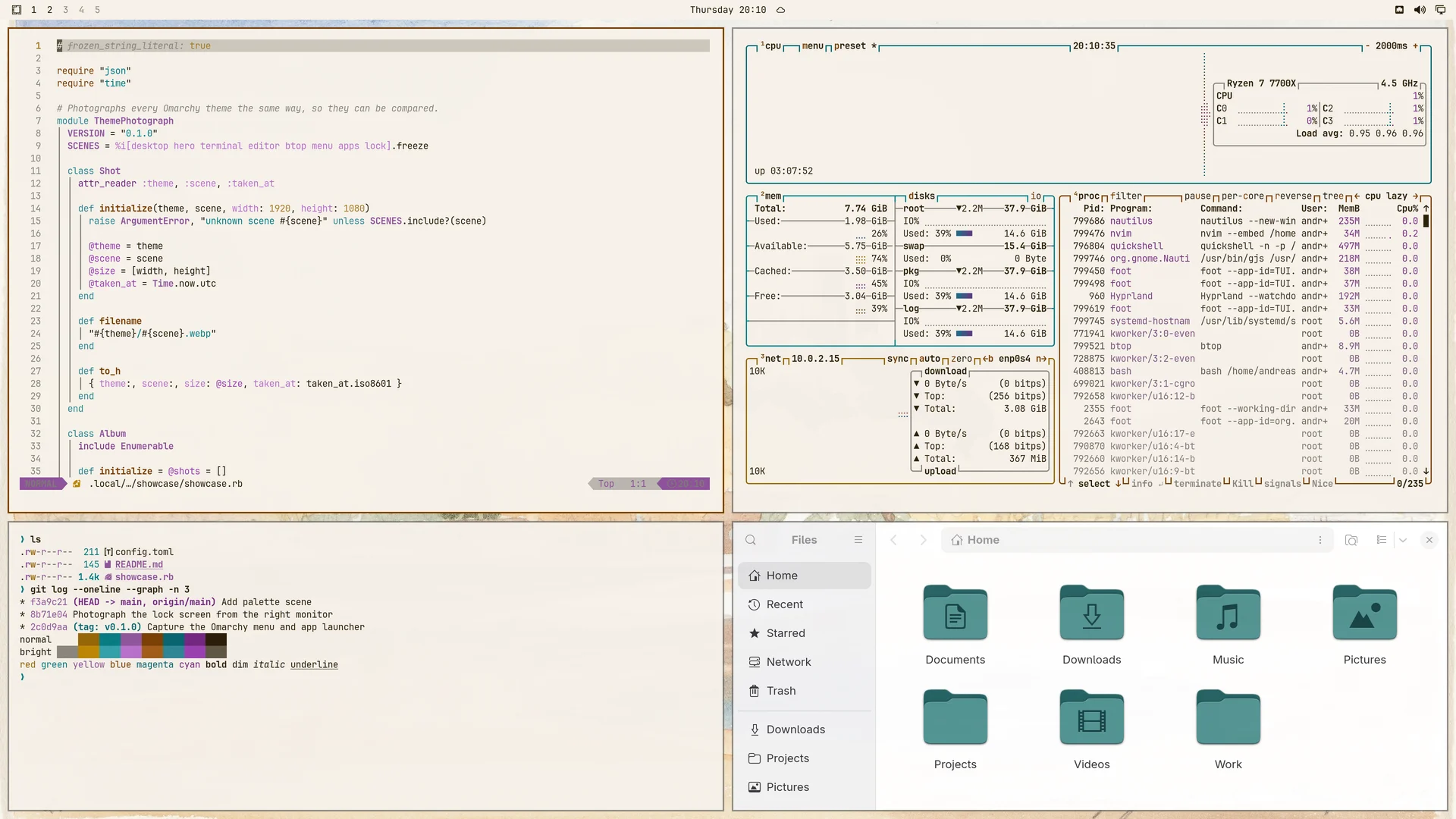 Bulwer: Neovim, terminal, btop and Files