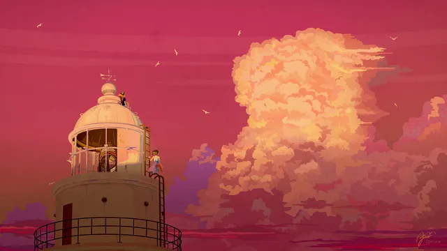 Caroline Skyline wallpaper: lighthouse cloudburst