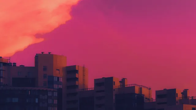 Caroline Skyline wallpaper: magenta rooftops