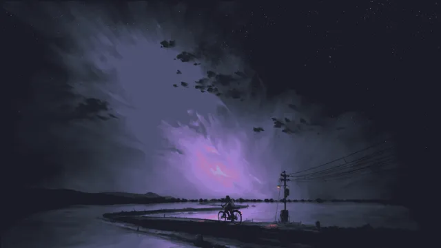 Catppuccin Mocha wallpaper: night bike