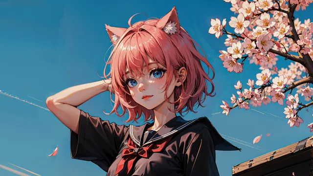 Cherry Noir wallpaper: neko cherry blossom