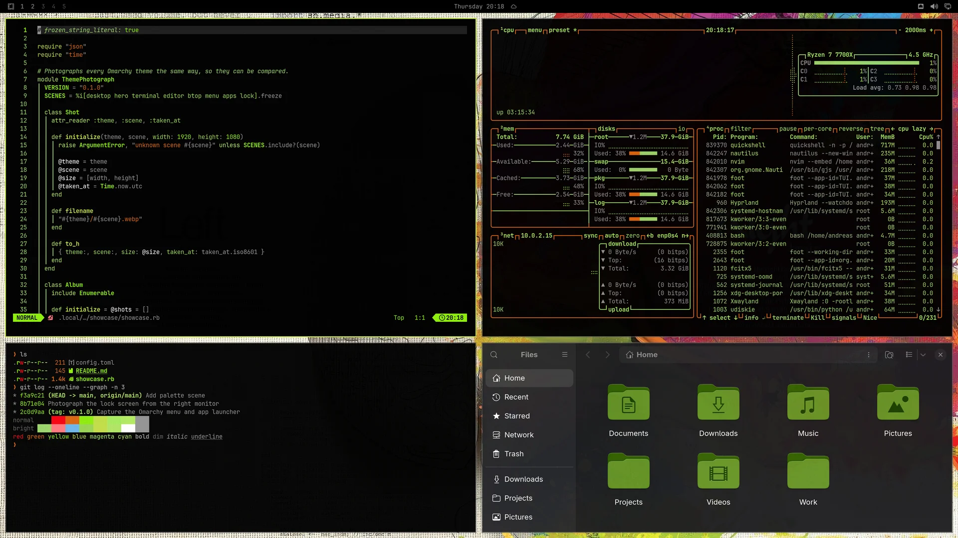 Citrus Cynapse: Neovim, terminal, btop and Files