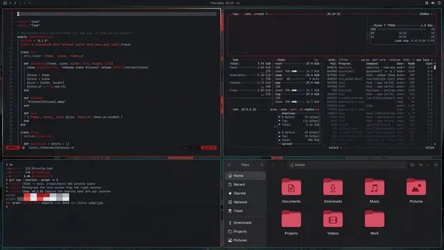 City-783: Neovim, terminal, btop and Files