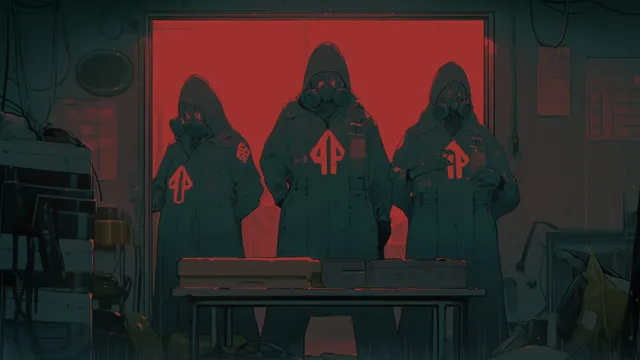 City-783 wallpaper: gasmask triad