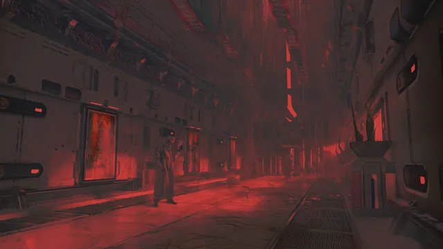 City-783 wallpaper: crimson corridor