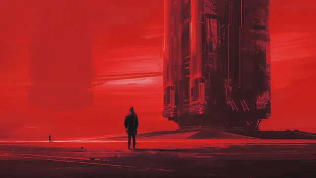 City-783 wallpaper: red monolith