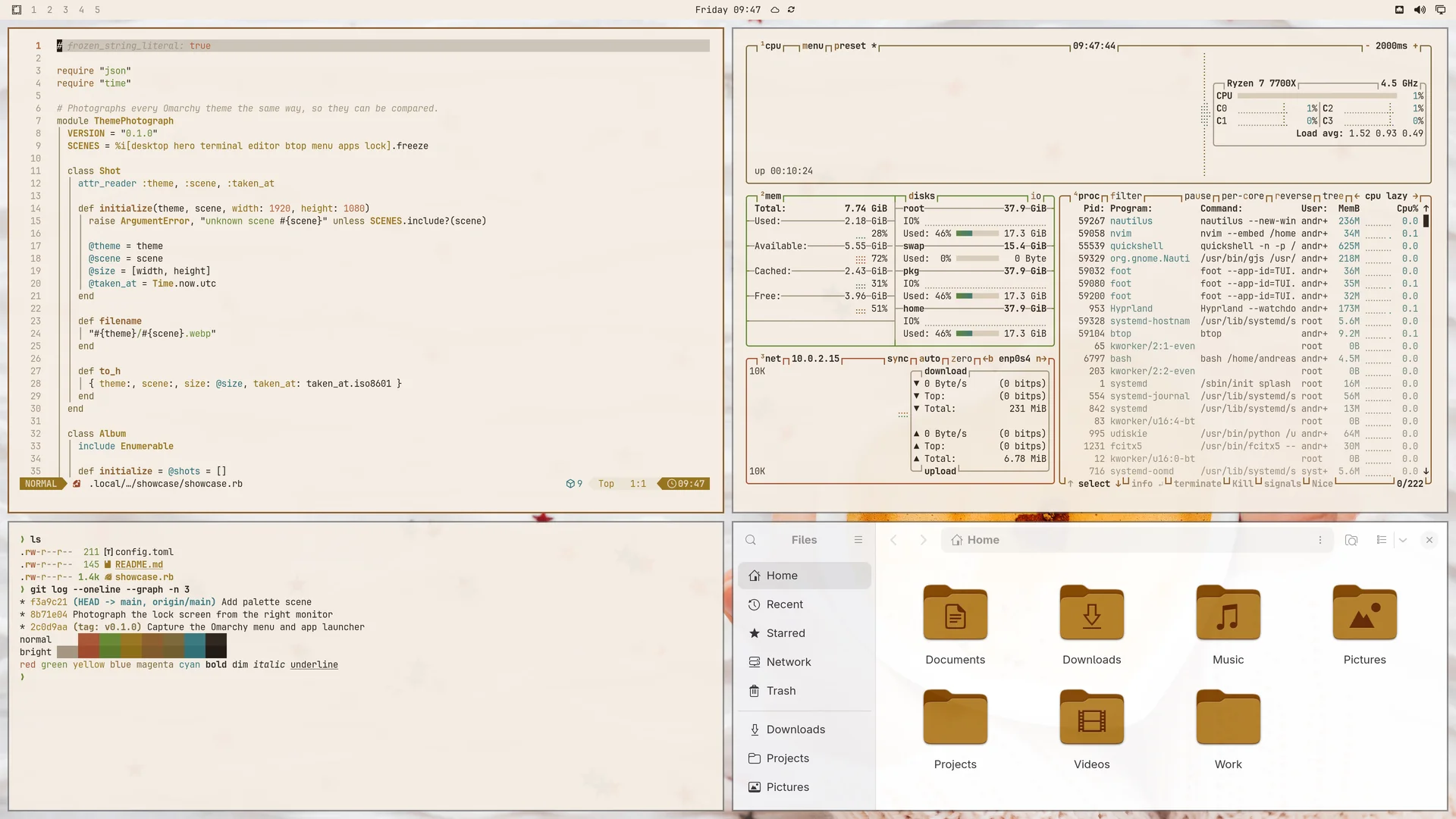 Coffee Day: Neovim, terminal, btop and Files