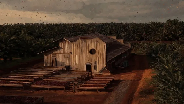 Coffee wallpaper: drying house