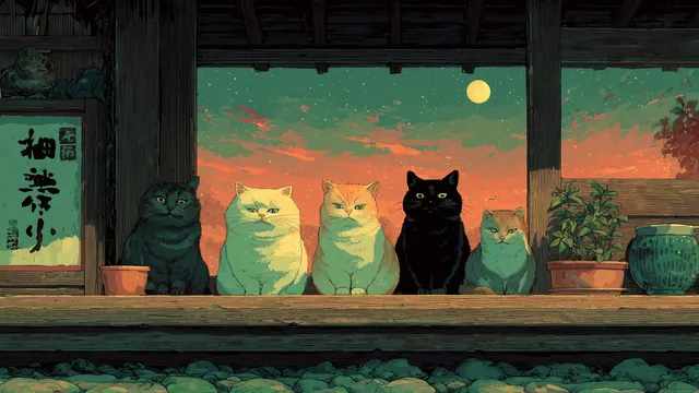Coppernight wallpaper: cats anime
