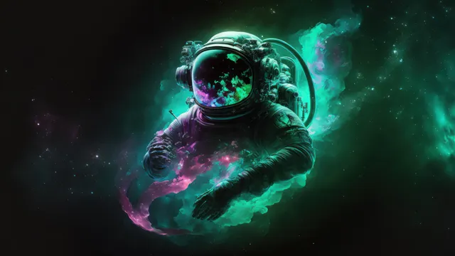 Cosmic Mint wallpaper: astronaut space digital art 4k wallpaper uhdpaper.com 700@1@k