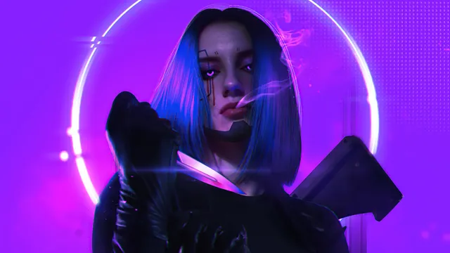 Cyber Aura wallpaper: the cyber assassin girl