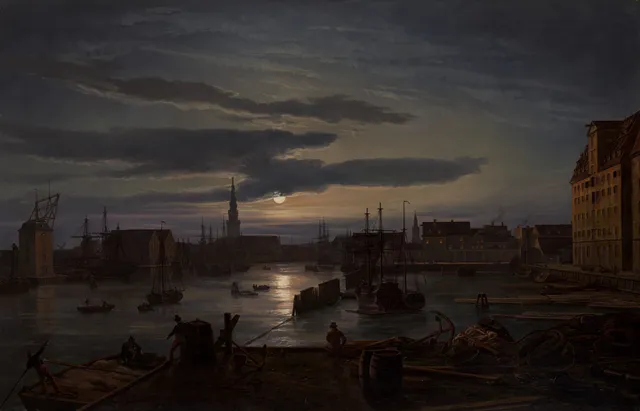 Dark Ages wallpaper: copenhagen harbor by moonlight