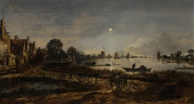 Dark Ages wallpaper: river view by moonlight