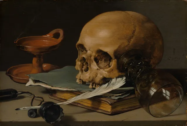Dark Ages wallpaper: still life skull writing quill