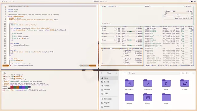 Dayfox: Neovim, terminal, btop and Files