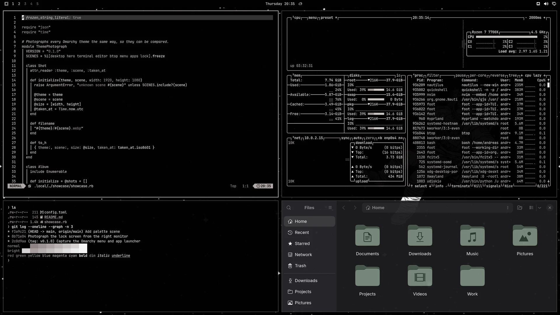 Deadspace: Neovim, terminal, btop and Files