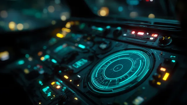 Deckard wallpaper: cyan console