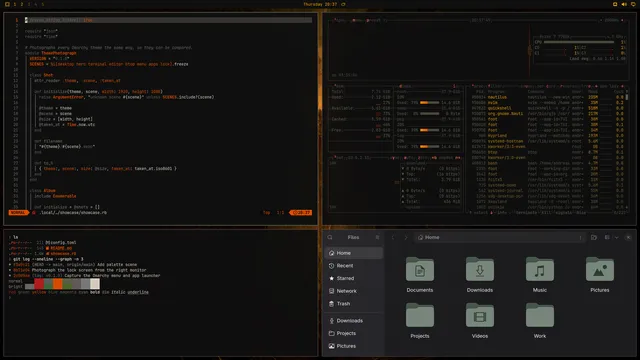 Demon: Neovim, terminal, btop and Files