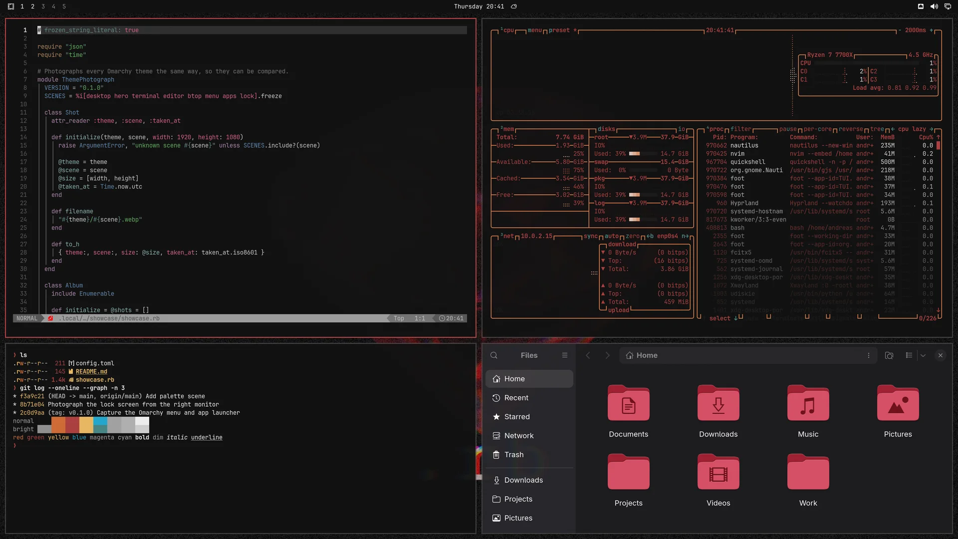 Dotrb: Neovim, terminal, btop and Files
