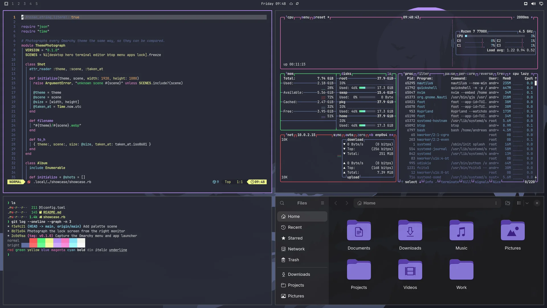 Dracula Reborn: Neovim, terminal, btop and Files