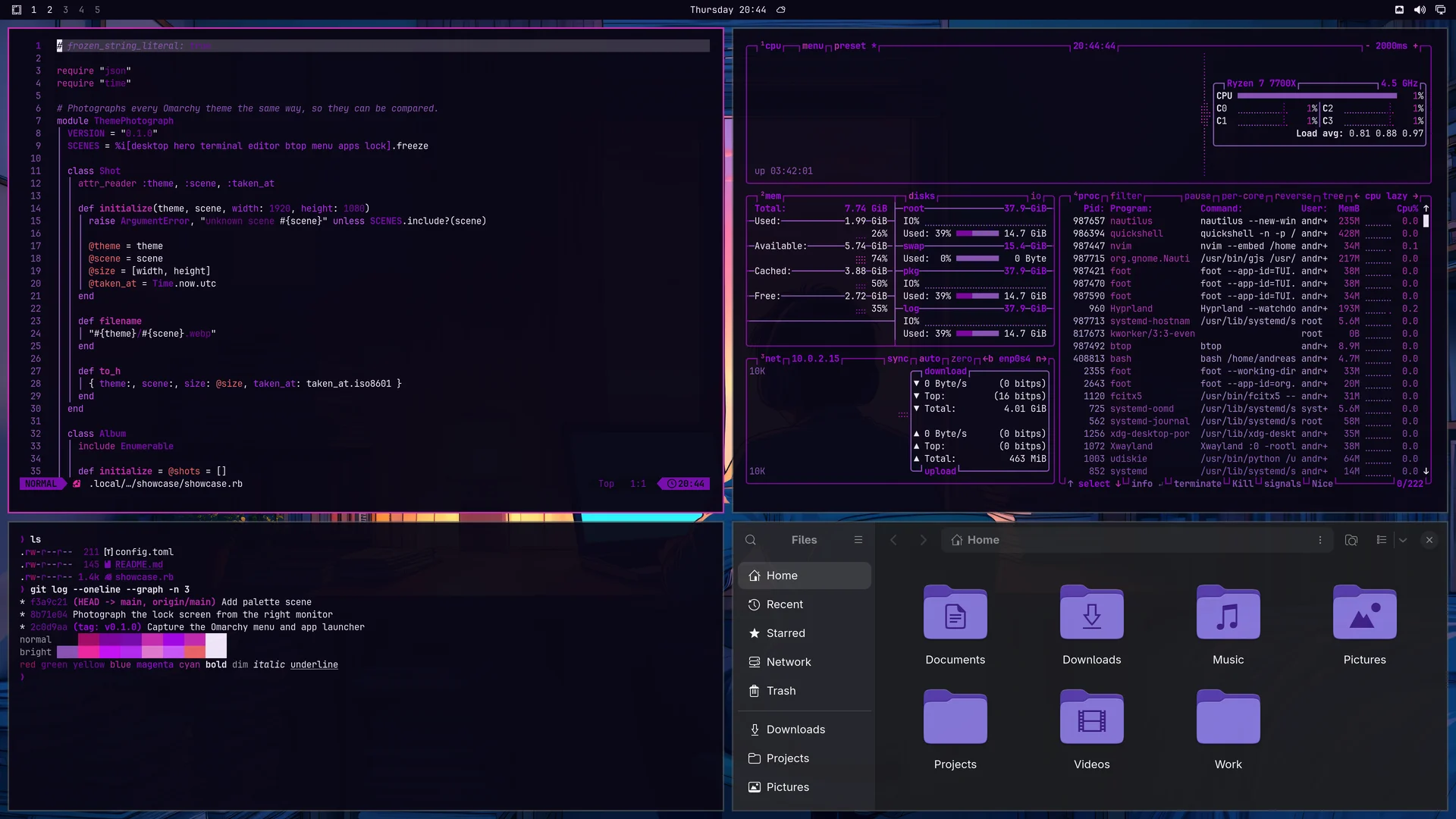 Dreamwave: Neovim, terminal, btop and Files