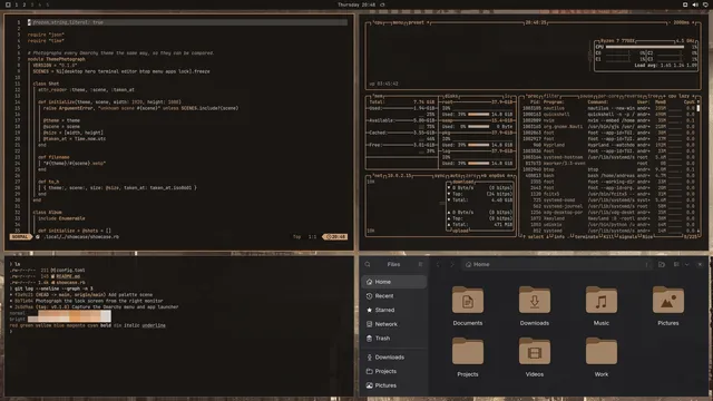 Dustyfog: Neovim, terminal, btop and Files
