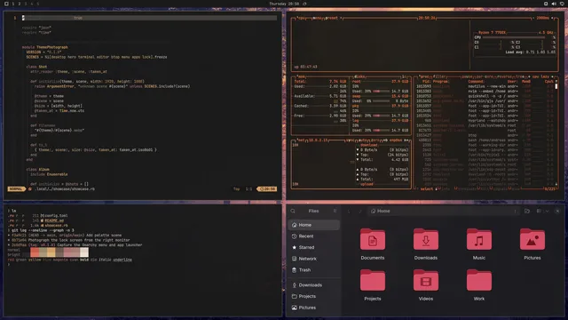Ember N Ash: Neovim, terminal, btop and Files