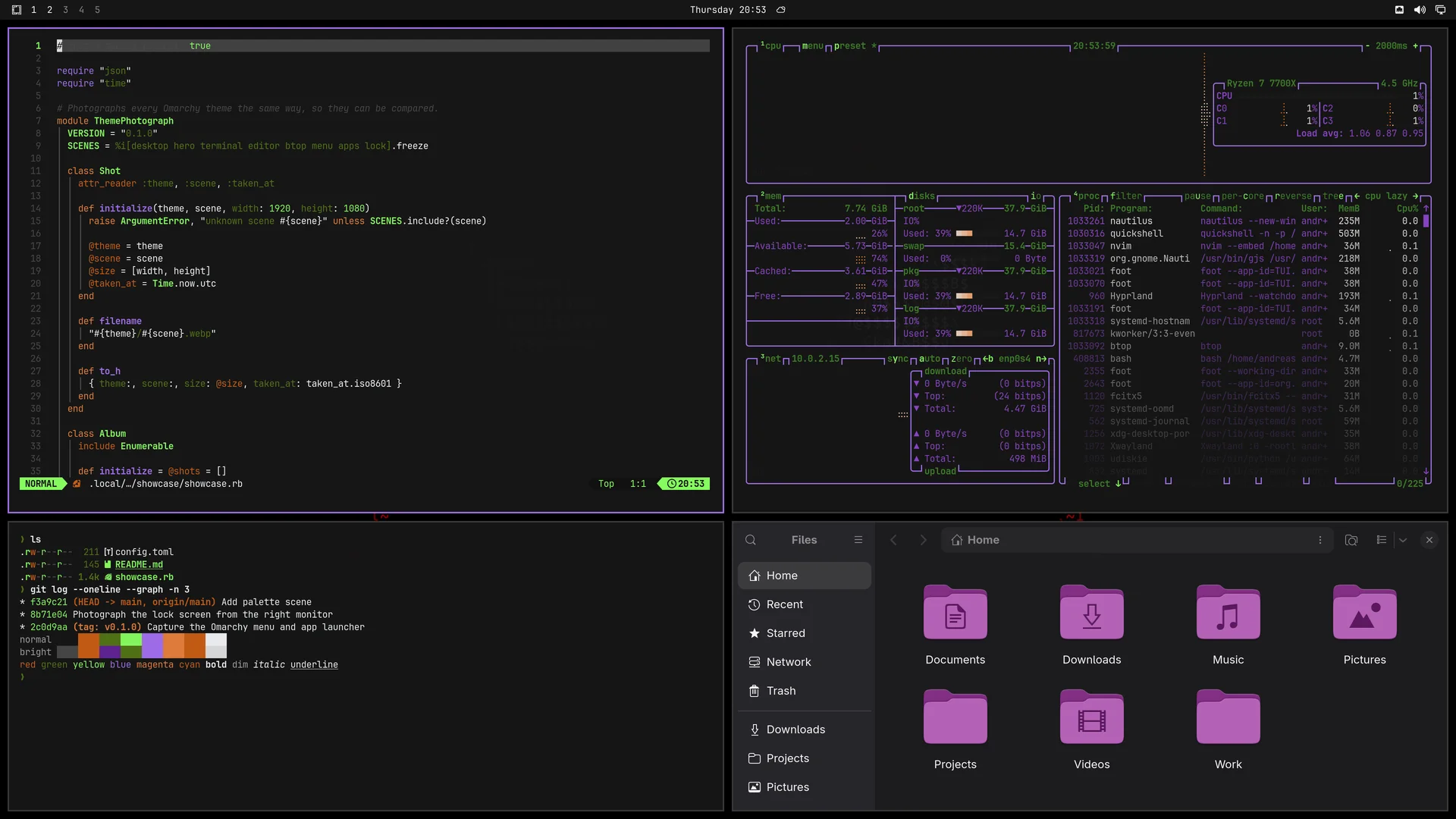 Eva01: Neovim, terminal, btop and Files