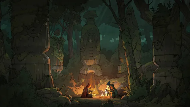 Evergreen wallpaper: ancient campfire