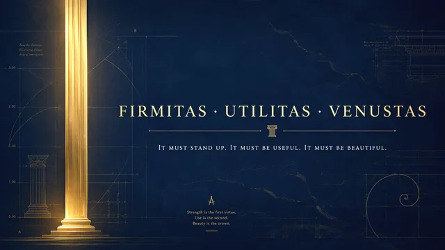 Firmitas Utilitas Venustas wallpaper: golden blueprint