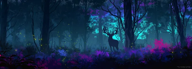 Flat Dracula wallpaper: nocturne stag