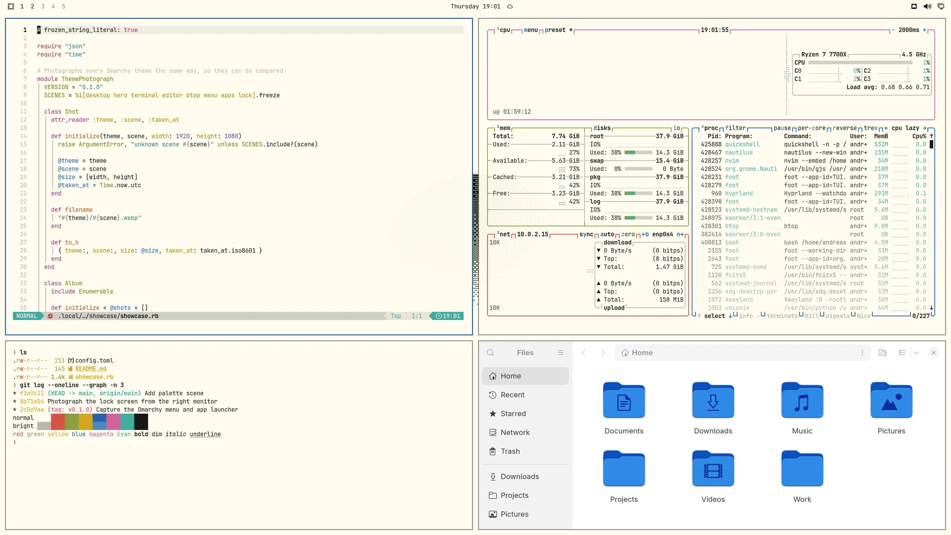 Flexoki Light: Neovim, terminal, btop and Files